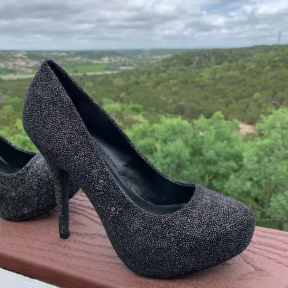 Mix No. 6 Black Shimmer Platform‎ Formal Heels
